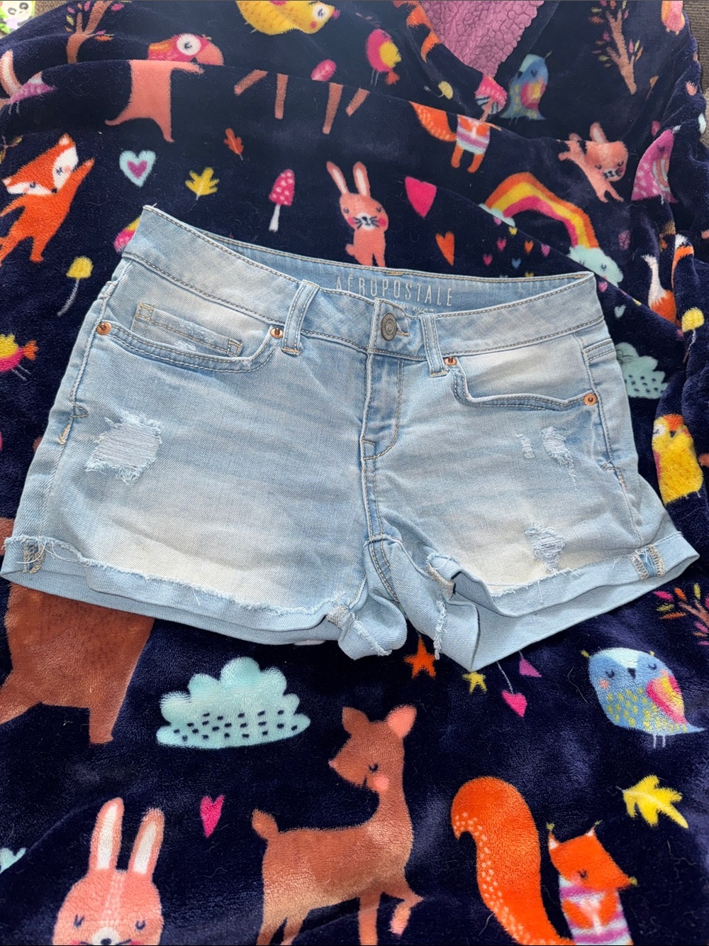 Aeropostale Light Blue Distressed Denim Shorts